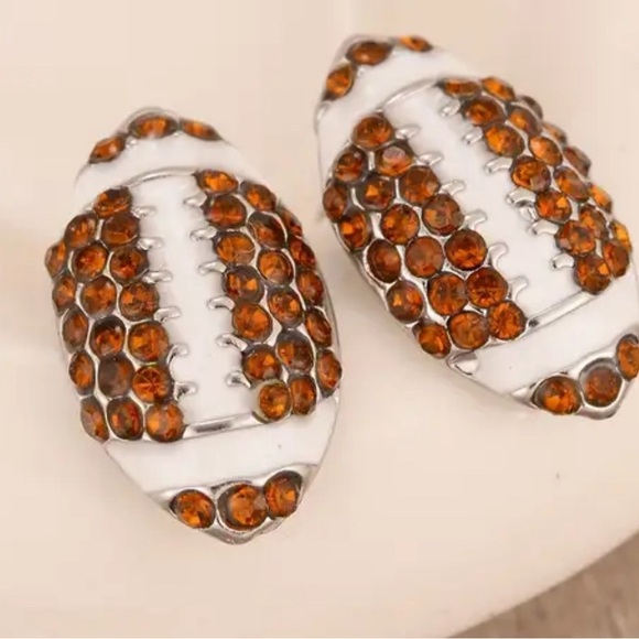 Betsy Johnson Rhinestone Football Earrings - Picture 1 of 13